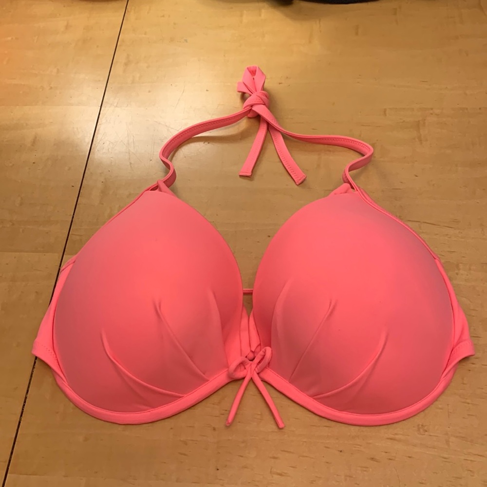 Victorias Secret Pink halter adjustable bikini top coral 36DD